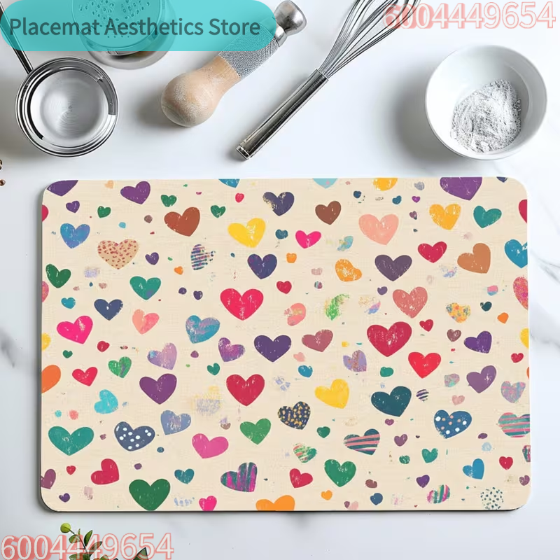 Coffee Tea Love - Valentine's Day Love Wave Absorbent Mat