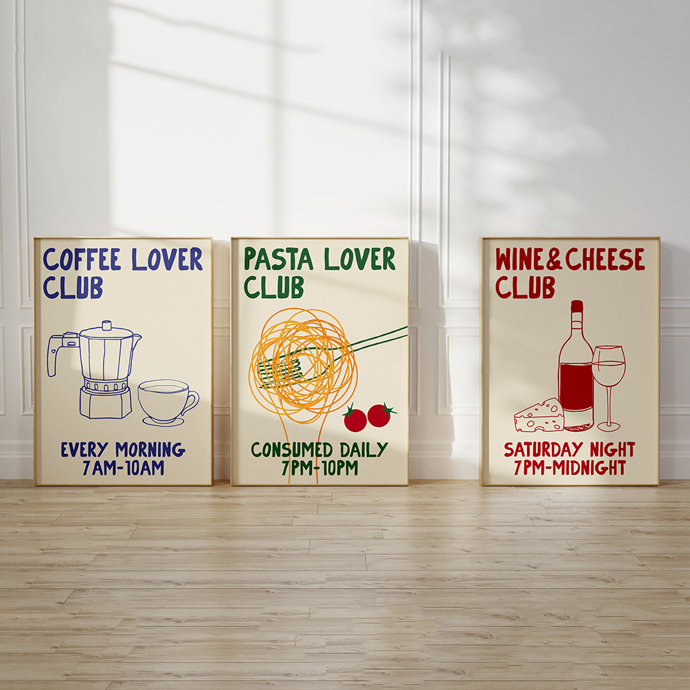 Coffee Tea Poster - Hand Drawn Kitchen Moka Pot Coffee