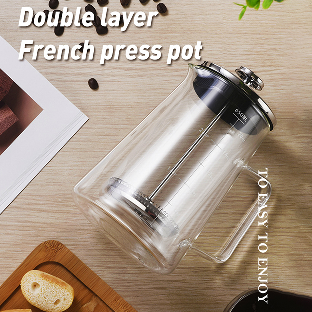 Coffee Tea Pot - Double Layers French Press Pot High