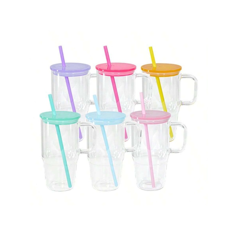 Coffee Tea Or - 20oz Glass Tumblers With Handle And