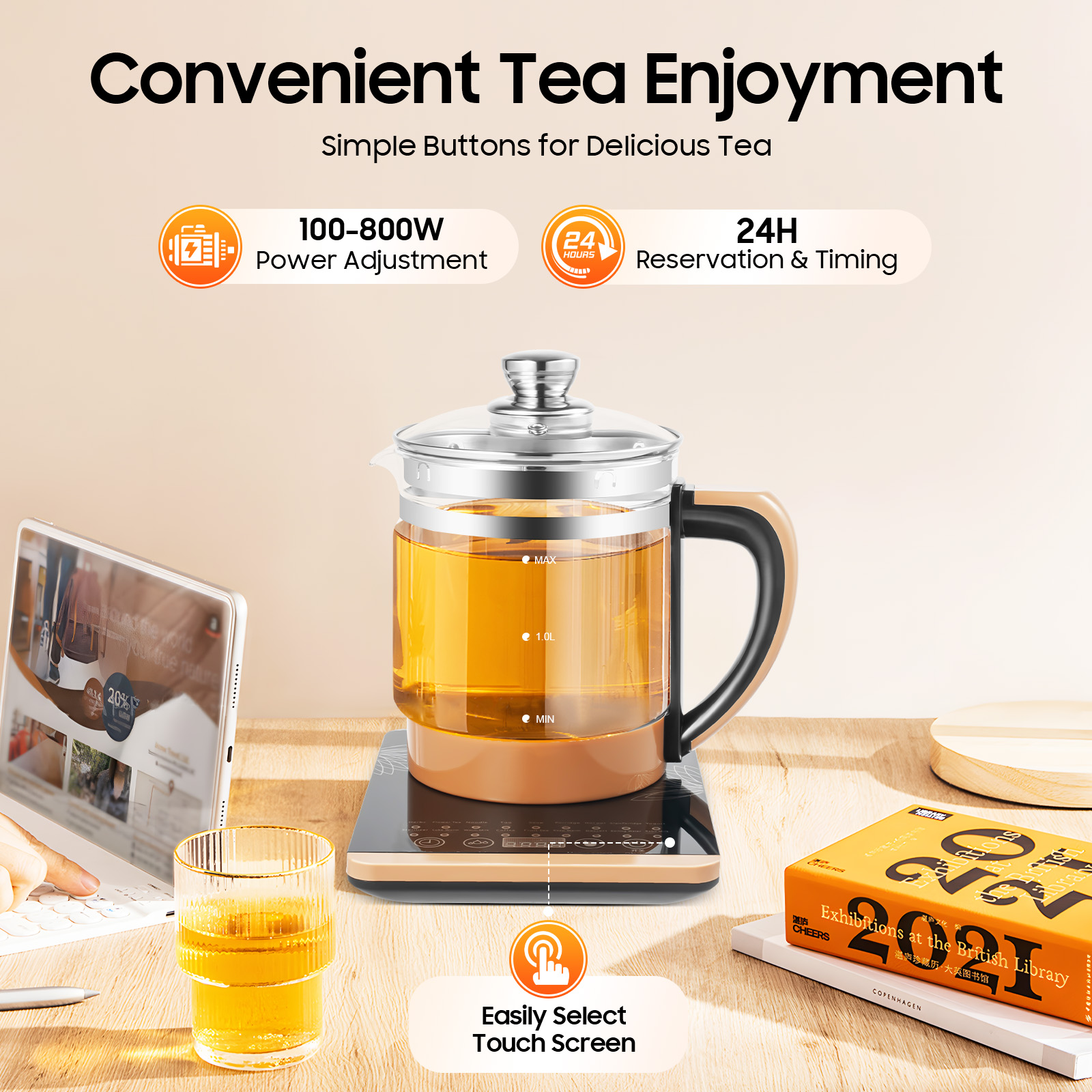 1.8L Electric Glass Kettle, 18 - Coffee Tea Facilities recensione e prezzo