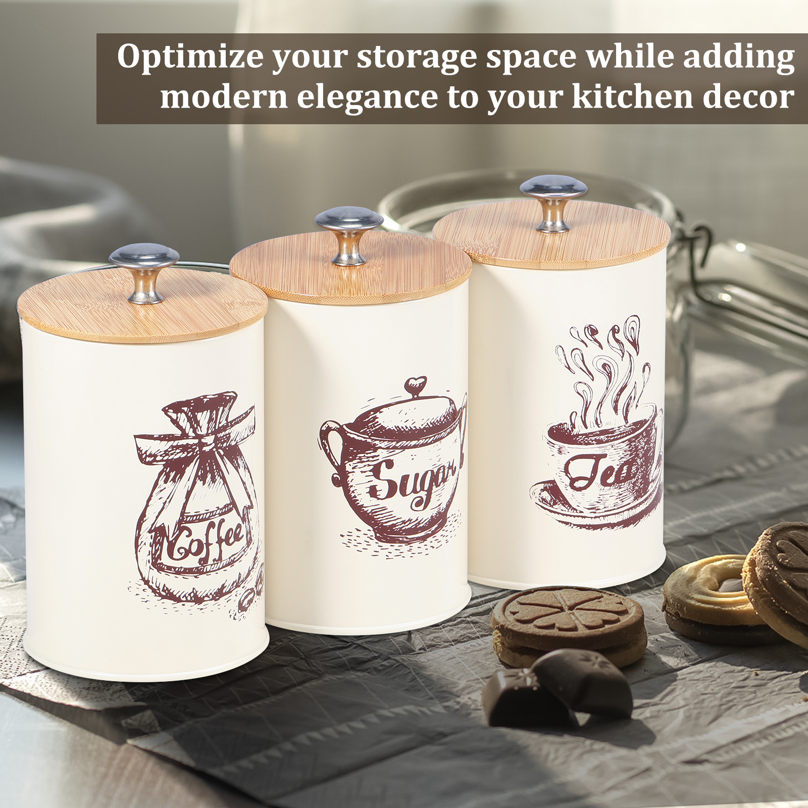 3Pcs Kitchen Storage Box Metal - Coffee Tea Jar Set recensione e prezzo