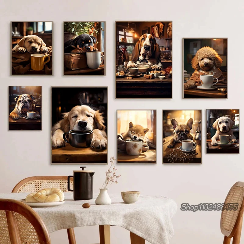 Cute Dogs Golden Retriever Fre - Coffee Tea Poster recensione e prezzo