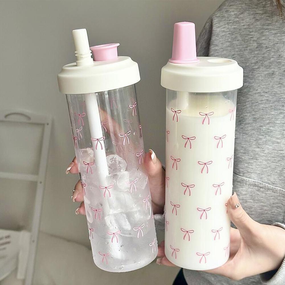 500/700ML Pink Bow Straw Water - Coffee Tea Flask recensione e prezzo