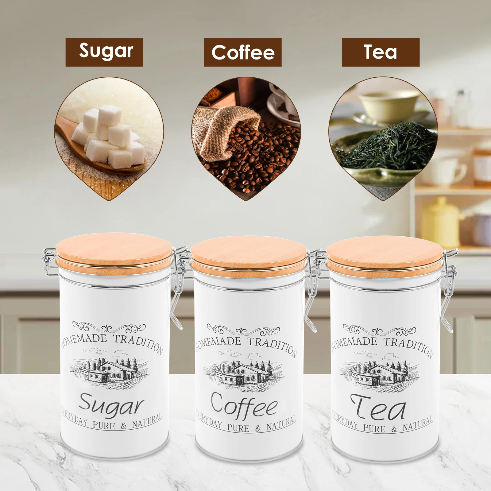 3Pcs/Set Tea Coffee Sugar Cani - Coffee Tea Jar Set recensione e prezzo