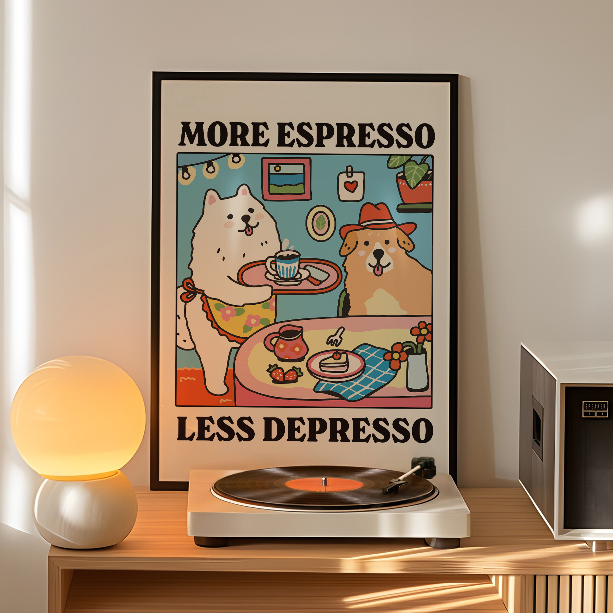 More Espresso Less Depresso Ca - Coffee Tea Poster recensione e prezzo