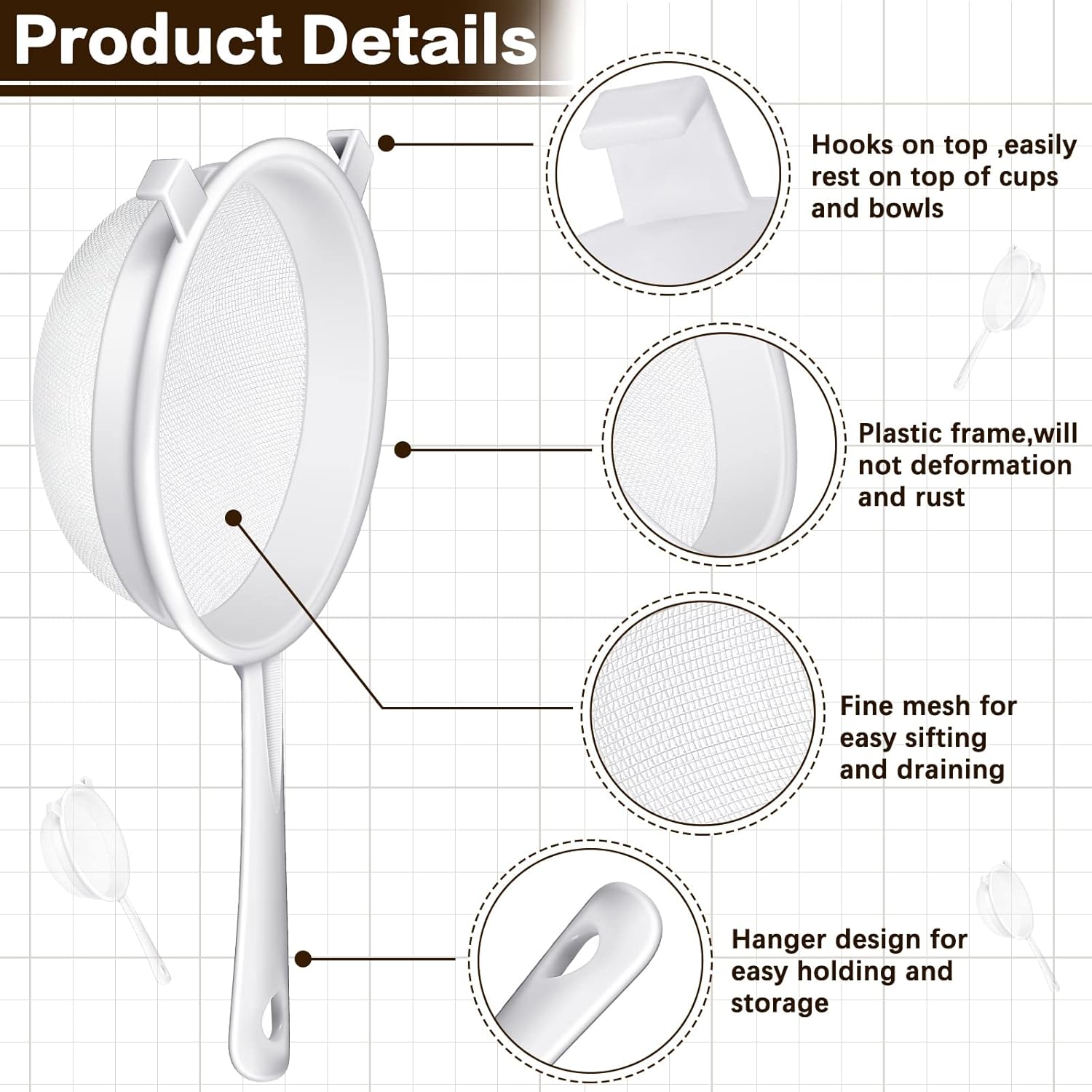 3 Pcs Plastic Mesh Strainers w - Tea Strainer Mesh recensione e prezzo