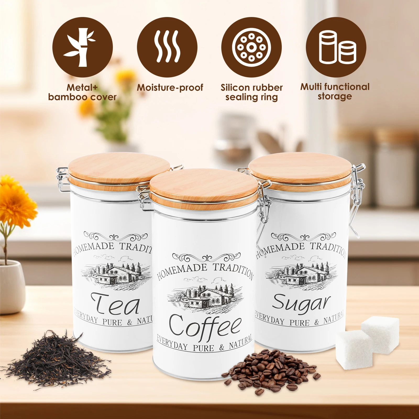 3Pcs/Set Tea Coffee Sugar Cani - Coffee Tea Jar Set recensione e prezzo
